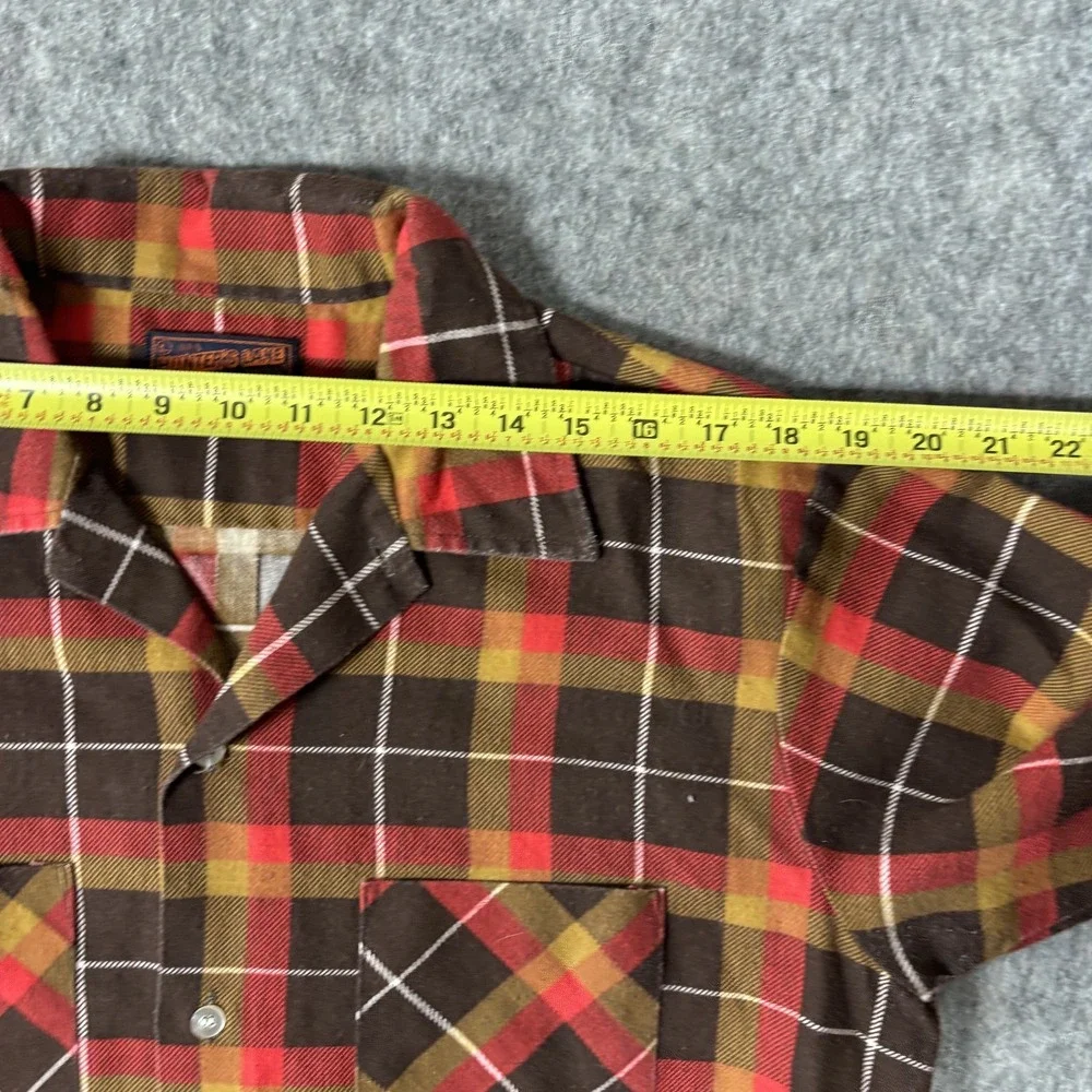 True Vintage Hunter's‎ Lane Lightweight Flannel Shirt Men's Large Brown Orange